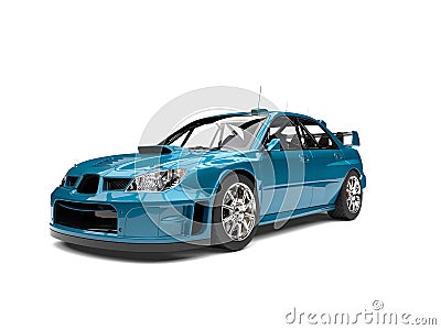 Bondi blue modern touring race car Stock Photo