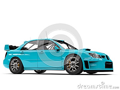 Bondi blue modern touring race car Stock Photo