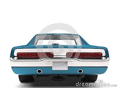 Bondi blue vintage American muscle car - back view Stock Photo