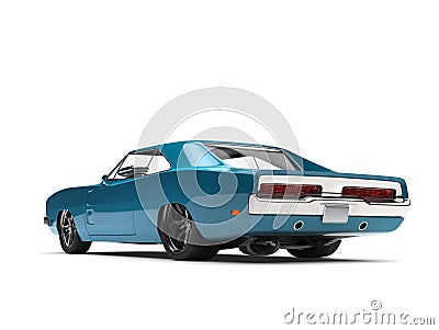 Bondi blue vintage American muscle car - rear view Stock Photo