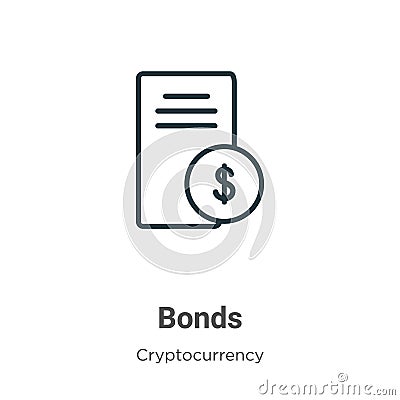 Bonds outline vector icon. Thin line black bonds icon, flat vector simple element illustration from editable economyandfinance Vector Illustration