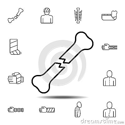 bone break icon. Simple thin line, outline vector element of Bone injury icons set for UI and UX, website or mobile application Stock Photo