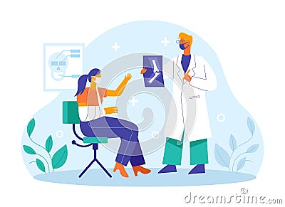 Bone doctor checking patients illustration concept vector Cartoon Illustration