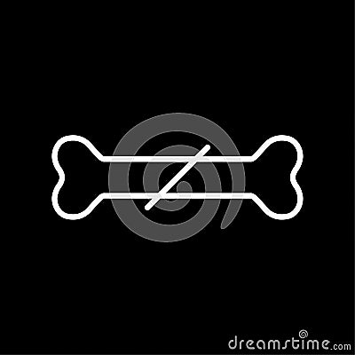 Bone fracture Icon on black background. Outline bone icon. Vector Illustration