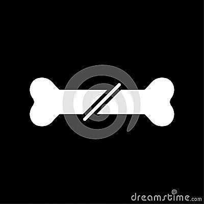 Bone fracture Icon on black background. Outline bone icon. Vector Illustration