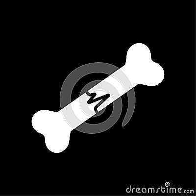 Bone fracture Icon on black background. Outline bone icon. Vector Illustration