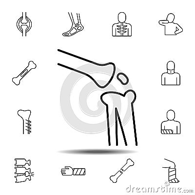 bone, knee, leg icon. Simple thin line, outline vector element of Bone injury icons set for UI and UX, website or mobile Stock Photo