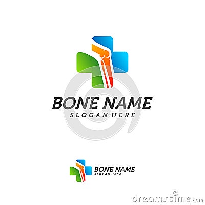 Bone Plus logo. Healthy bone Icon. Knee bones and joints care protection logo template. Medical flat logo design. Vector of human Vector Illustration