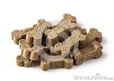 Bone shaped dog snack for training Stock Photo