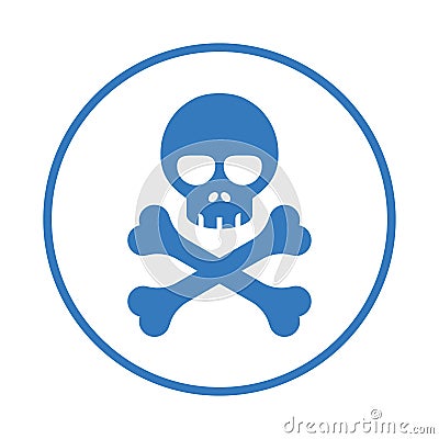 Bones, dead, death, skeleton, warning icon. Blue vector design. Vector Illustration