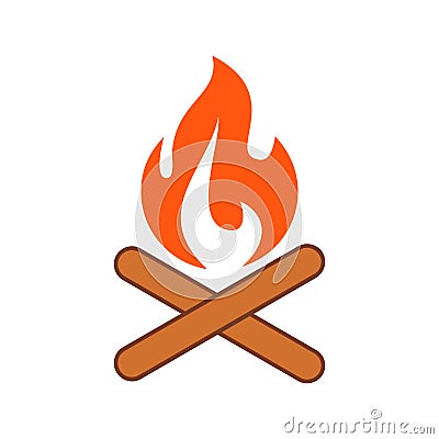 Bonfire camp fire icon logo Vector Illustration