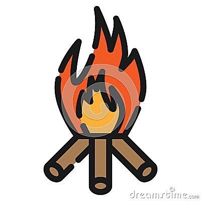 Bonfire camping icon, vector Vector Illustration