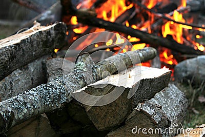 Bonfire at Dusk Stock Photo