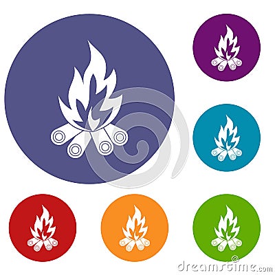 Bonfire icons set Vector Illustration