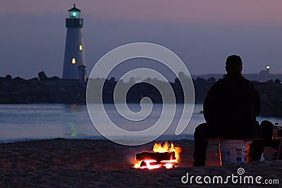 Bonfire at the Light Editorial Stock Photo