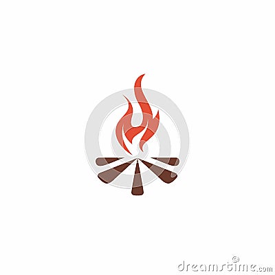 Bonfire Logo Vector. Fire Simple Logo. Campfire Logo Design, Bonfire Vector, Adventure Camp Outdoor Wood Flame Vector Illustration