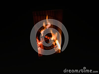 Bonfire in luxury chalet fireplace indoors Stock Photo