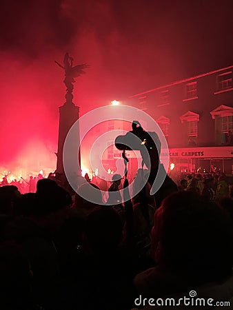 Bonfire night festivities of Lewes Editorial Stock Photo