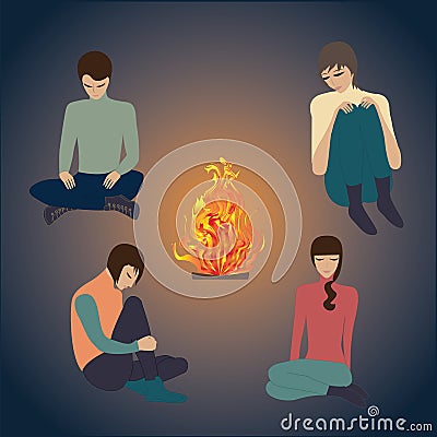 Bonfire night, young people art abstract creative modern vector illustration Vector Illustration