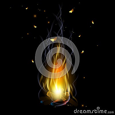 Bonfire with sparks Vector Illustration