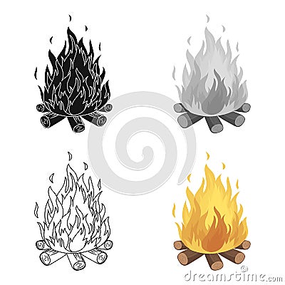 Bonfire.Tent single icon in cartoon style vector symbol stock illustration web. Vector Illustration