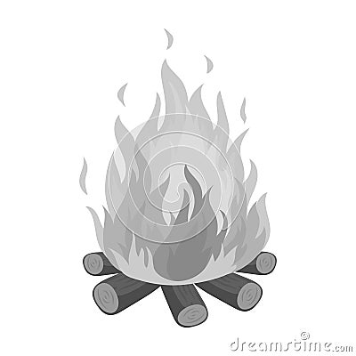 Bonfire.Tent single icon in monochrome style vector symbol stock illustration web. Vector Illustration