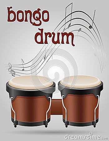 Bongo drums musical instruments stock vector illustration Vector Illustration