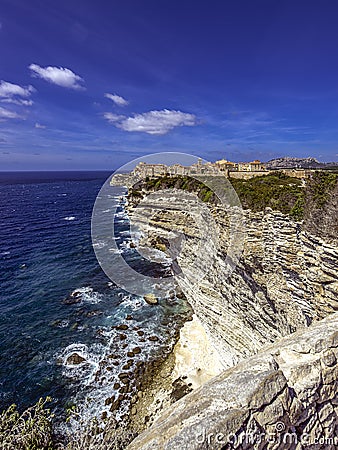 Bonifacio cityscape in a typical mistral windy day - a different perspective Stock Photo