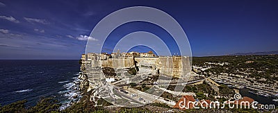 Bonifacio cityscape in a typical mistral windy day Stock Photo