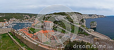 Bonifacio Harbor and cliffs coastline Editorial Stock Photo