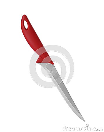 Boning knife with red handle isolated Stock Photo