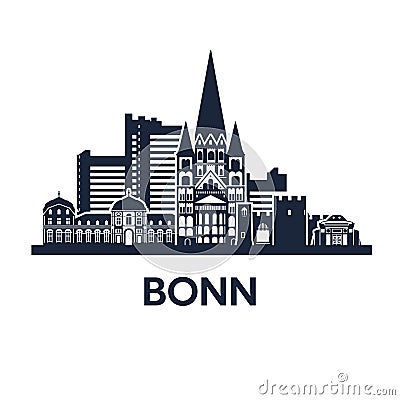 Bonn Skyline Emblem Vector Illustration