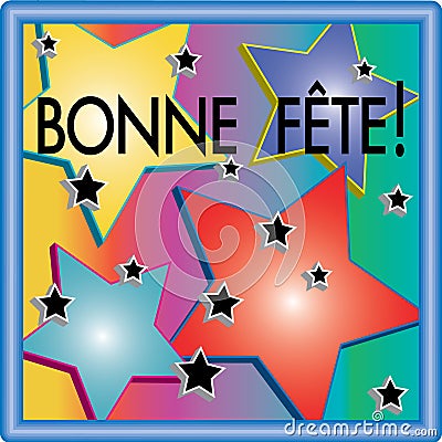 Bonne FÃªte 3D Stars Illustration Stock Photo