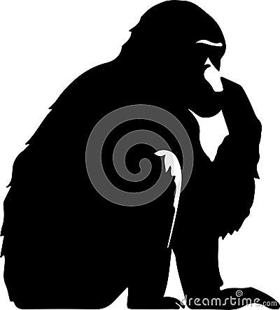 bonobo Black Silhouette Generative Ai Vector Illustration