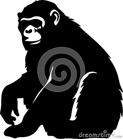 bonobo Black Silhouette Generative Ai Vector Illustration