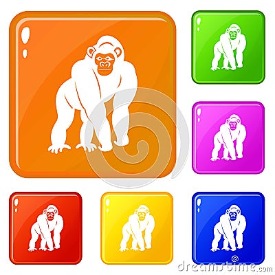 Bonobo icons set vector color Vector Illustration