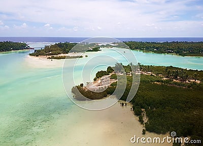 Bonriki Aerial View, Kiribati Stock Photo