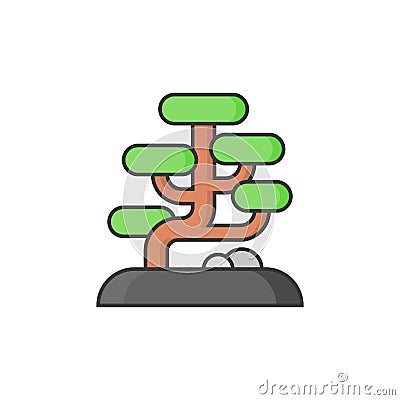 Bonsai icon, filled outline Vector Illustration