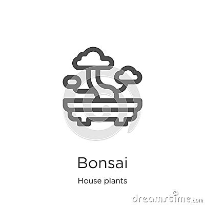 bonsai icon vector from house plants collection. Thin line bonsai outline icon vector illustration. Outline, thin line bonsai icon Vector Illustration