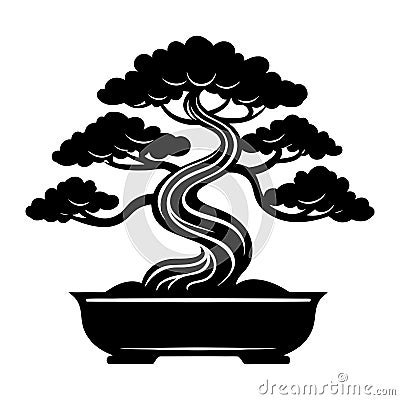 Bonsai silhouette icon. Vector template for tattoo or laser cutting Stock Photo