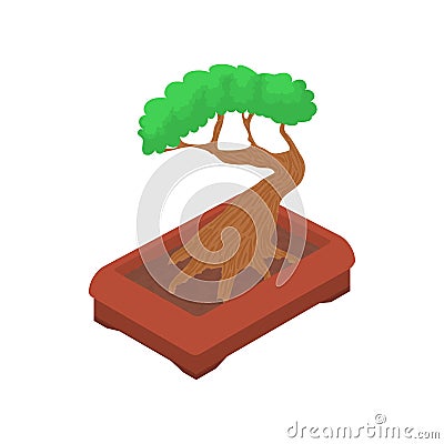 Bonsai tree icon, cartoon style Vector Illustration