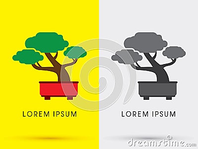 Bonsai tree sign Vector Illustration