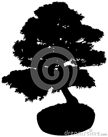 Bonsai Tree Silhouette Vector Illustration