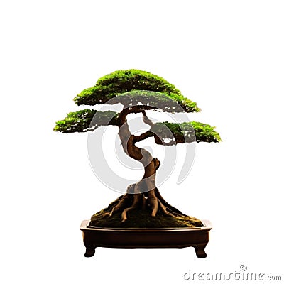 A bonsai tree on a white background Stock Photo