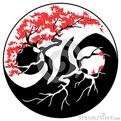 Bonsai Yin Yang Vector Illustration