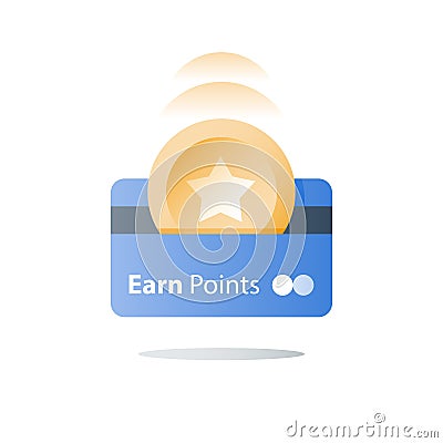 Loyalty program, earn reward, bonus card, perks concept, vector flat icon Vector Illustration