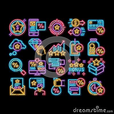 Bonus Hunting neon glow icon illustration Vector Illustration