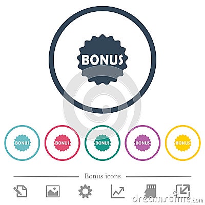 Bonus sticker flat color icons in round outlines Stock Photo