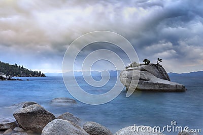 Bonzai Rock, Lake Tahoe Stock Photo