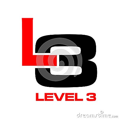 Level 3 icon. Flat design. Vector Illustration
